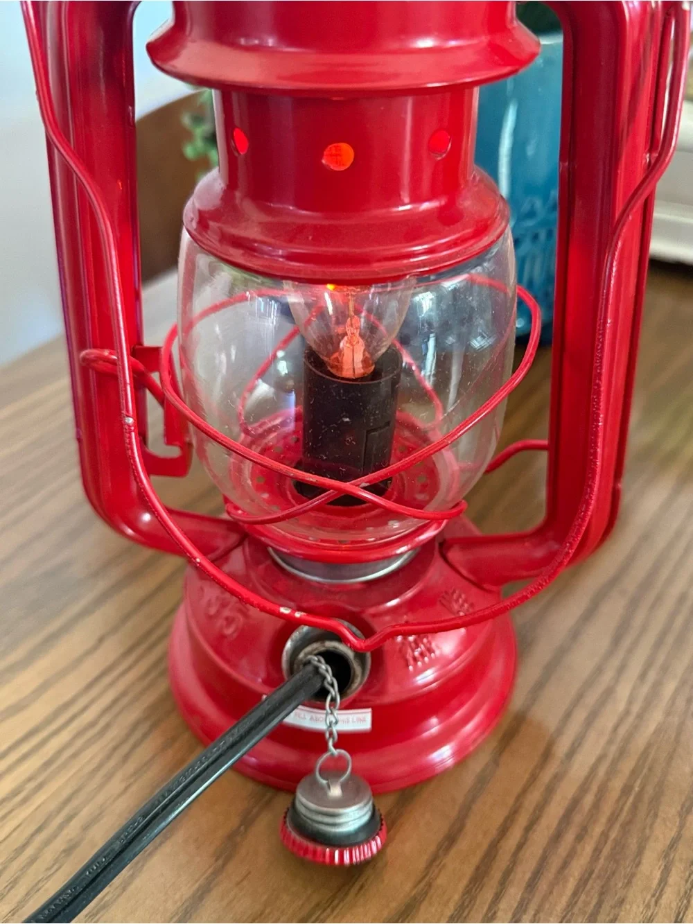 Red Vintage-Style Hurricane Lantern - Home Accent